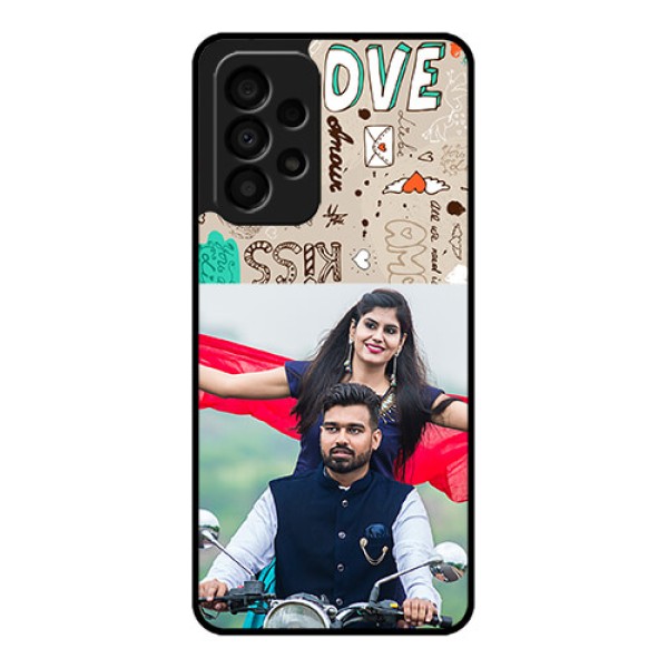 Galaxy A33 5G Custom Glass Phone Case - Love Doodle Pattern