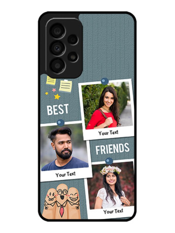 Custom Galaxy A33 5G Personalized Glass Phone Case - Sticky Frames and Friendship Design