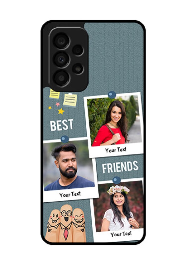 Galaxy A33 5G Personalized Glass Phone Case - Sticky Frames and Friendship Design