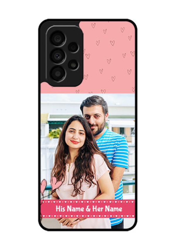 Galaxy A33 5G Personalized Glass Phone Case - Love Design Peach Color