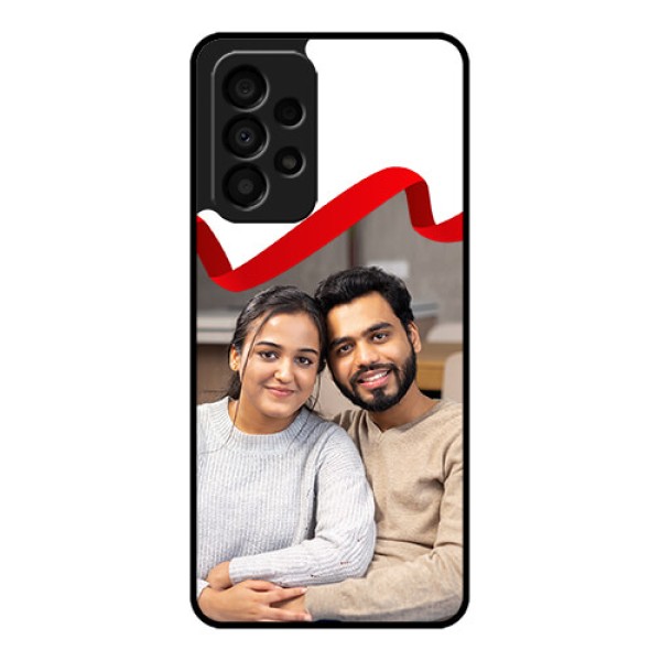 Galaxy A33 5G Photo Printing on Glass Case - Red Ribbon Frame Design
