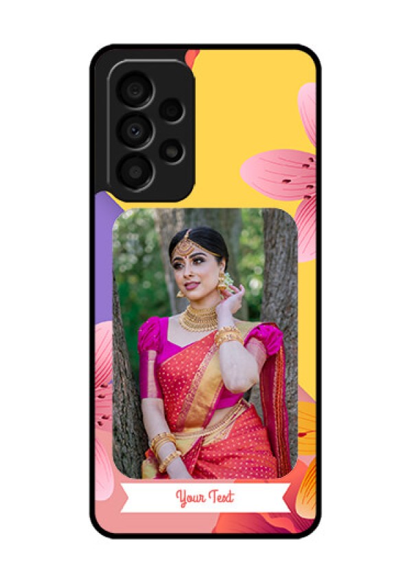 Galaxy A33 5G Custom Glass Mobile Case - 3 Image With Vintage Floral Design