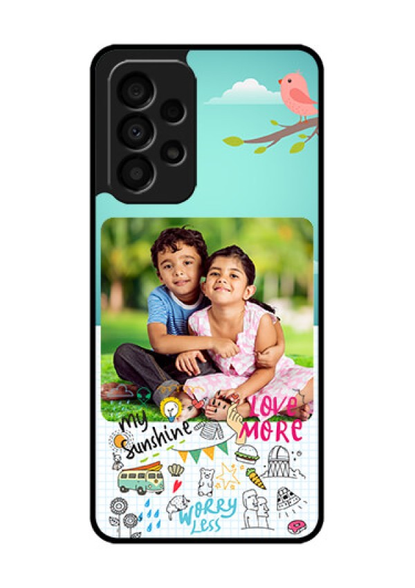 Galaxy A33 5G Photo Printing on Glass Case - Doodle love Design