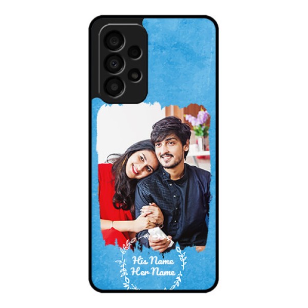 Galaxy A33 5G Custom Glass Phone Case - Blue Color Vintage Design Galaxy A33 5G Custom Glass Phone Case - Blue Color Vintage Design