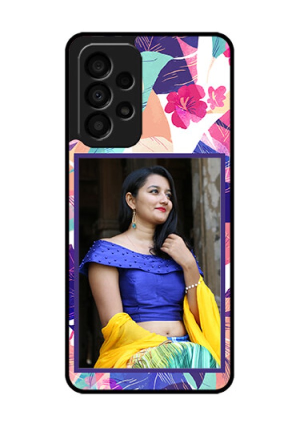 Galaxy A33 5G Custom Glass Mobile Case - Abstract Floral Design