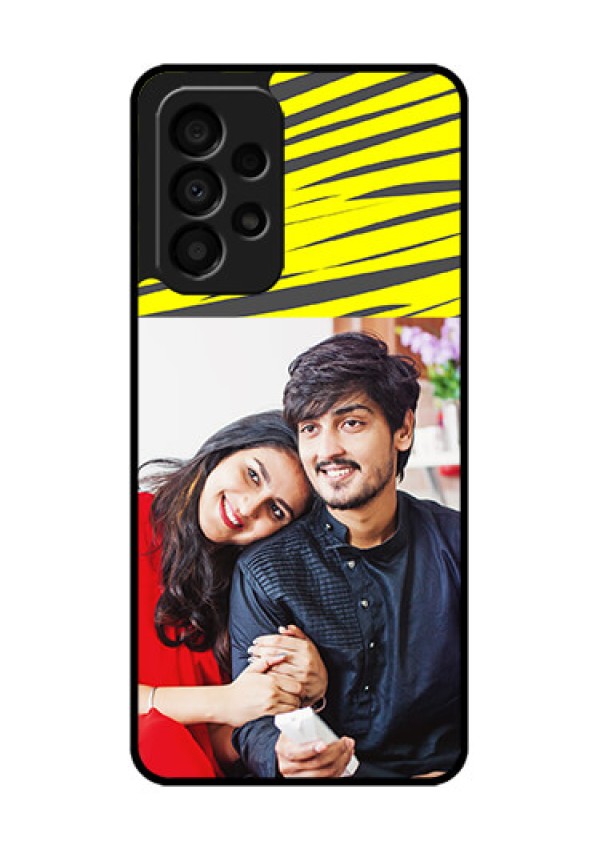 Galaxy A33 5G Photo Printing on Glass Case - Yellow Abstract Design