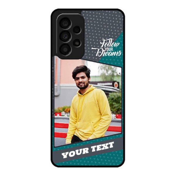 Galaxy A33 5G Personalized Glass Phone Case - Background Pattern Design with Quote Galaxy A33 5G Personalized Glass Phone Case - Background Pattern Design with Quote