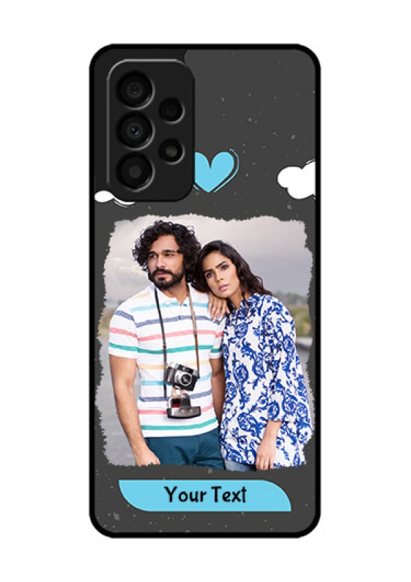 Galaxy A33 5G Custom Glass Phone Case - Splashes with love doodles Design