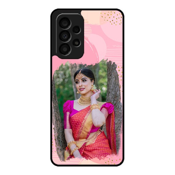 Galaxy A33 5G Personalized Glass Phone Case - Gold Glitter Splash Design Galaxy A33 5G Personalized Glass Phone Case - Gold Glitter Splash Design