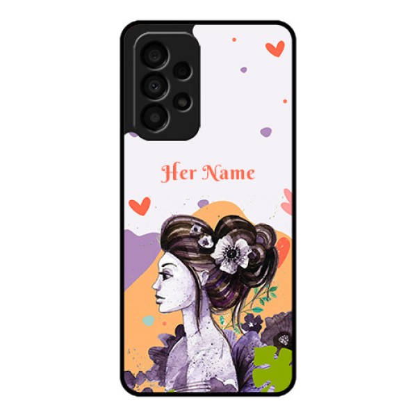 Galaxy A33 5G Personalized Glass Phone Case - Woman And Nature Design