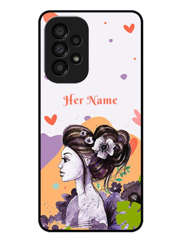 Custom Galaxy A33 5G Personalized Glass Phone Case - Woman And Nature Design