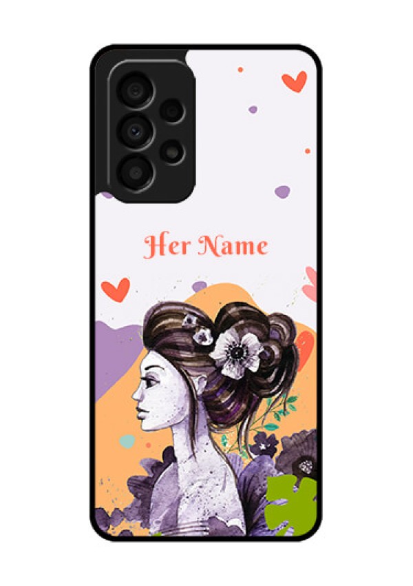 Galaxy A33 5G Personalized Glass Phone Case - Woman And Nature Design