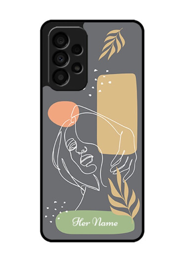 Galaxy A33 5G Custom Glass Phone Case - Gazing Woman line art Design