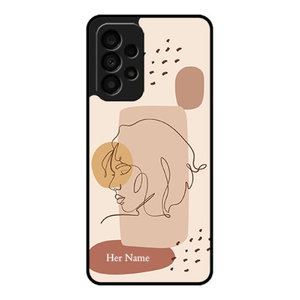 Galaxy A33 5G Photo Printing on Glass Case - Calm Woman line art Design Galaxy A33 5G Photo Printing on Glass Case - Calm Woman line art Design