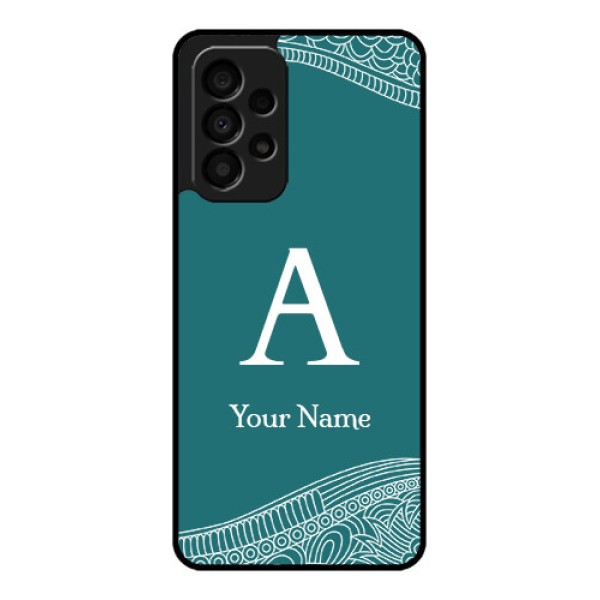 Galaxy A33 5G Personalized Glass Phone Case - line art pattern with custom name Design Galaxy A33 5G Personalized Glass Phone Case - line art pattern with custom name Design