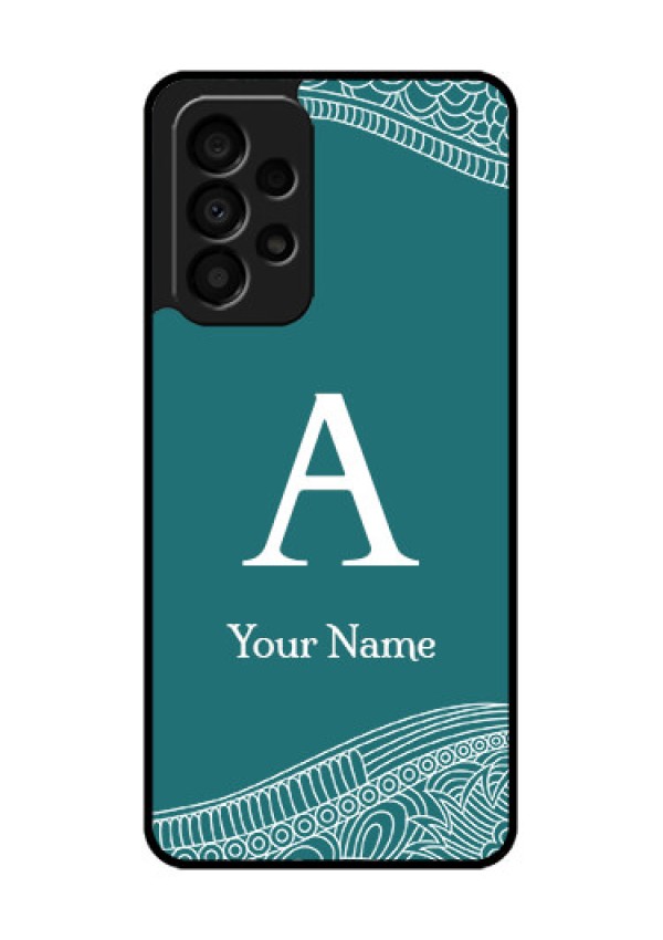 Galaxy A33 5G Personalized Glass Phone Case - line art pattern with custom name Design