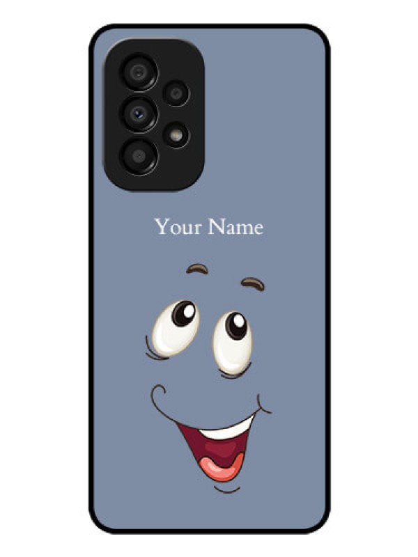 Custom Galaxy A33 5G Photo Printing on Glass Case - Laughing Cartoon Face Design