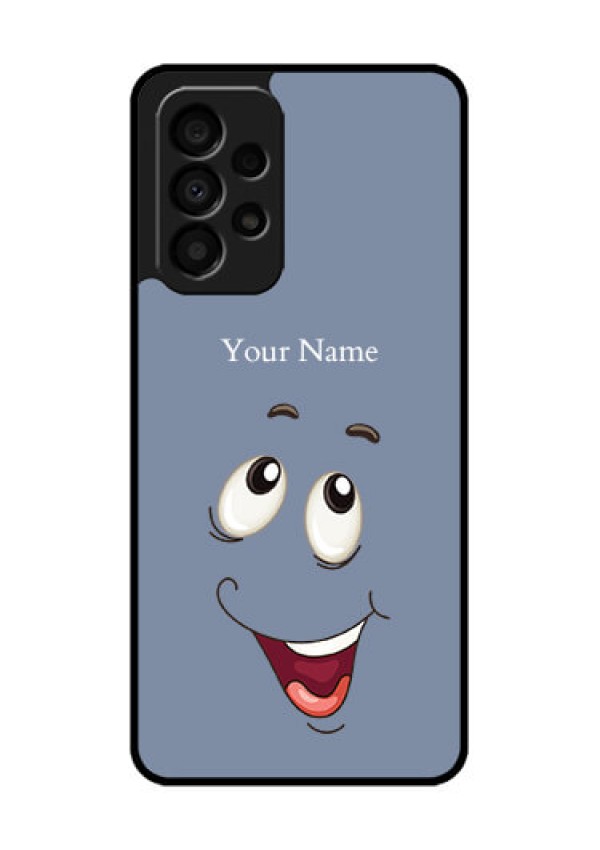 Galaxy A33 5G Photo Printing on Glass Case - Laughing Cartoon Face Design