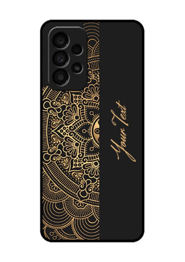 Galaxy A33 5G Photo Printing on Glass Case - Mandala art with custom text Design