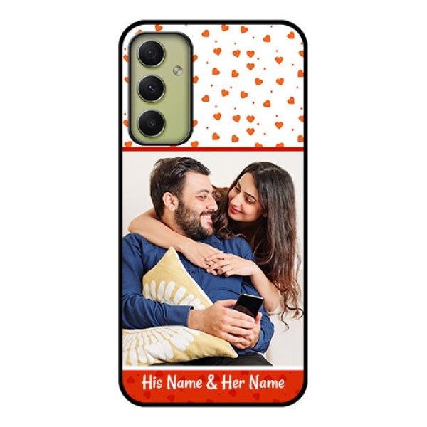 Galaxy A34 5G Custom Glass Phone Case - Orange Love Symbol Design