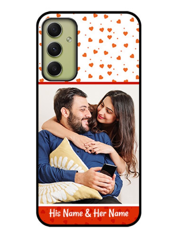 Custom Galaxy A34 5G Custom Glass Phone Case - Orange Love Symbol Design