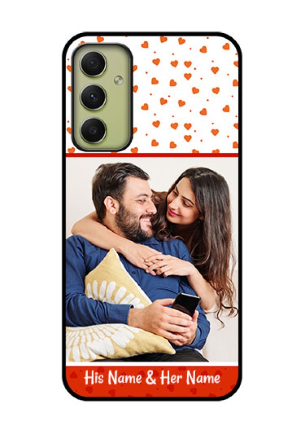 Galaxy A34 5G Custom Glass Phone Case - Orange Love Symbol Design