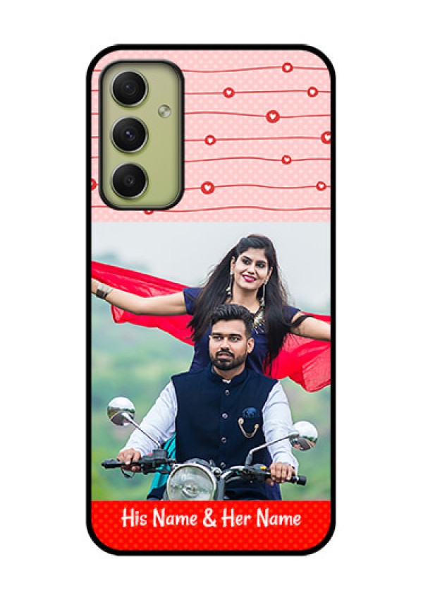 Galaxy A34 5G Personalized Glass Phone Case - Red Pattern Case Design