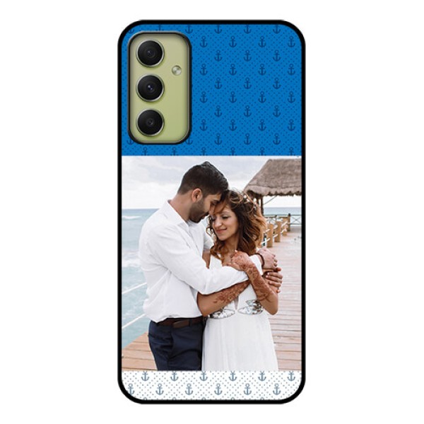 Galaxy A34 5G Photo Printing on Glass Case - Blue Anchors Design