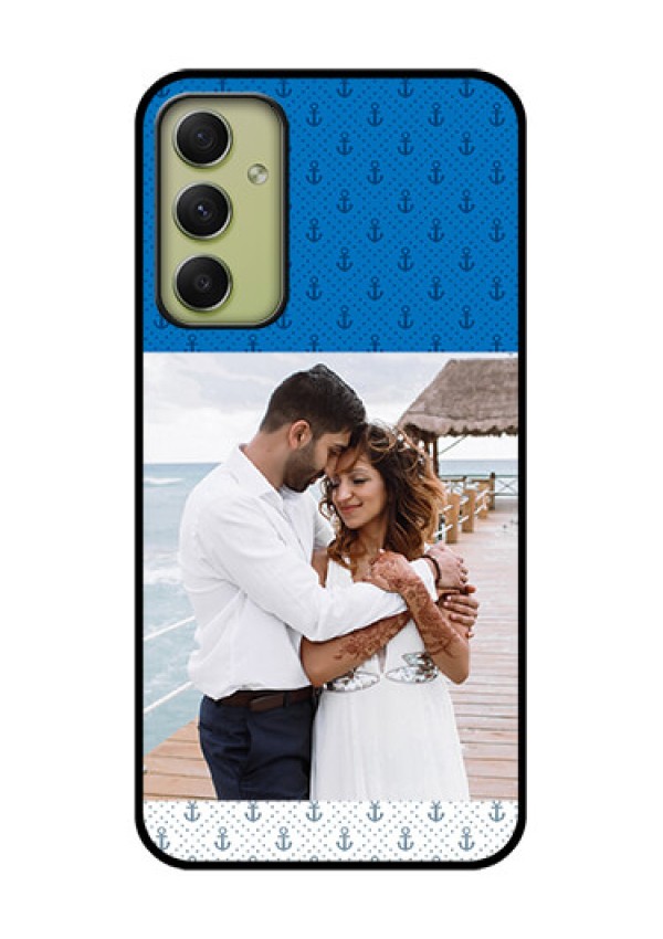 Galaxy A34 5G Photo Printing on Glass Case - Blue Anchors Design