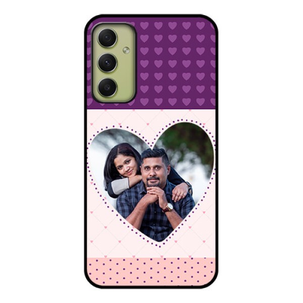 Galaxy A34 5G Custom Glass Phone Case - Violet Love Dots Design