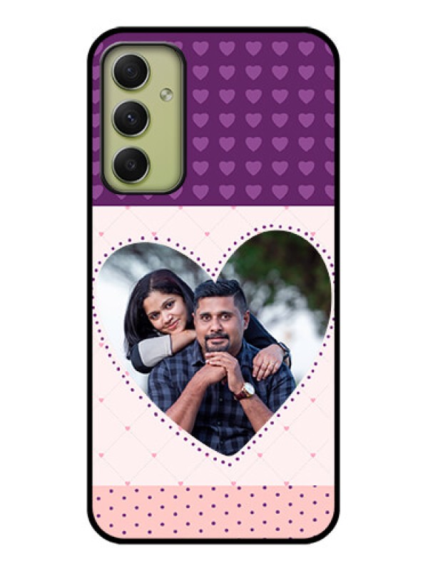 Custom Galaxy A34 5G Custom Glass Phone Case - Violet Love Dots Design