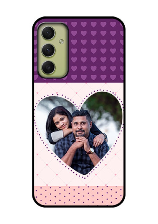 Galaxy A34 5G Custom Glass Phone Case - Violet Love Dots Design