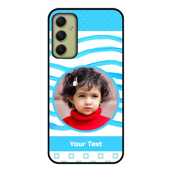 Galaxy A34 5G Custom Glass Phone Case - Simple Blue Case Design