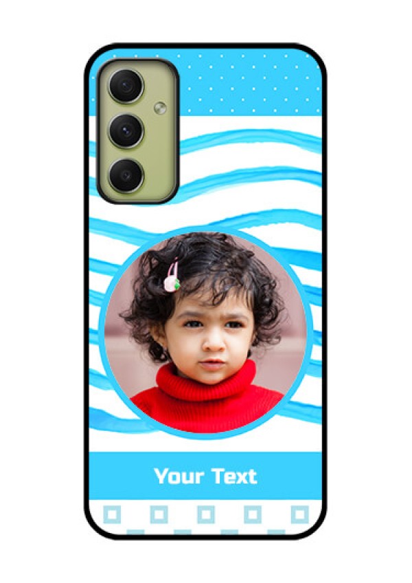 Galaxy A34 5G Custom Glass Phone Case - Simple Blue Case Design