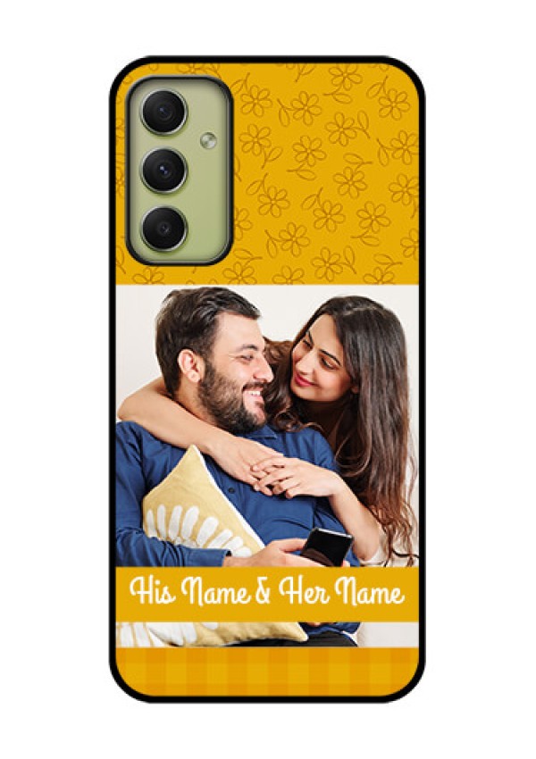 Galaxy A34 5G Custom Glass Mobile Case - Yellow Floral Design