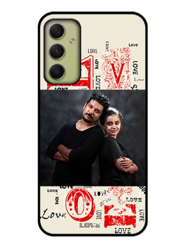 Custom Galaxy A34 5G Photo Printing on Glass Case - Trendy Love Design Case
