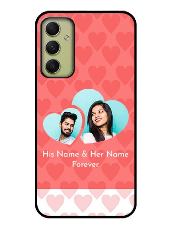 Custom Galaxy A34 5G Personalized Glass Phone Case - Couple Pic Upload Design