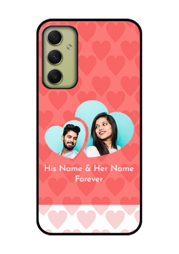 Galaxy A34 5G Personalized Glass Phone Case - Couple Pic Upload Design
