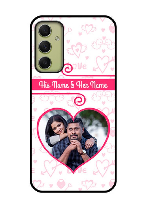 Galaxy A34 5G Personalized Glass Phone Case - Heart Shape Love Design