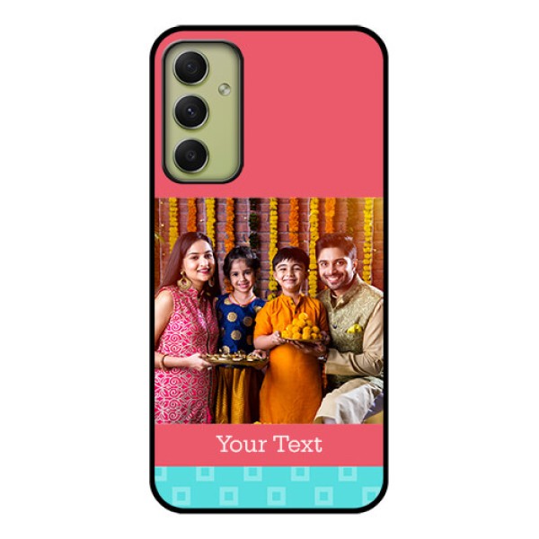 Galaxy A34 5G Personalized Glass Phone Case - Peach & Blue Color Design Galaxy A34 5G Personalized Glass Phone Case - Peach & Blue Color Design