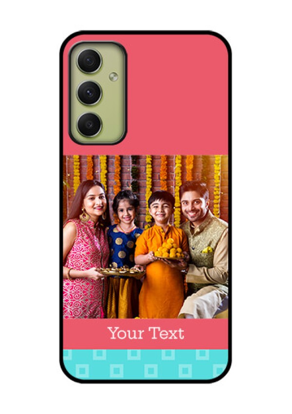 Galaxy A34 5G Personalized Glass Phone Case - Peach & Blue Color Design