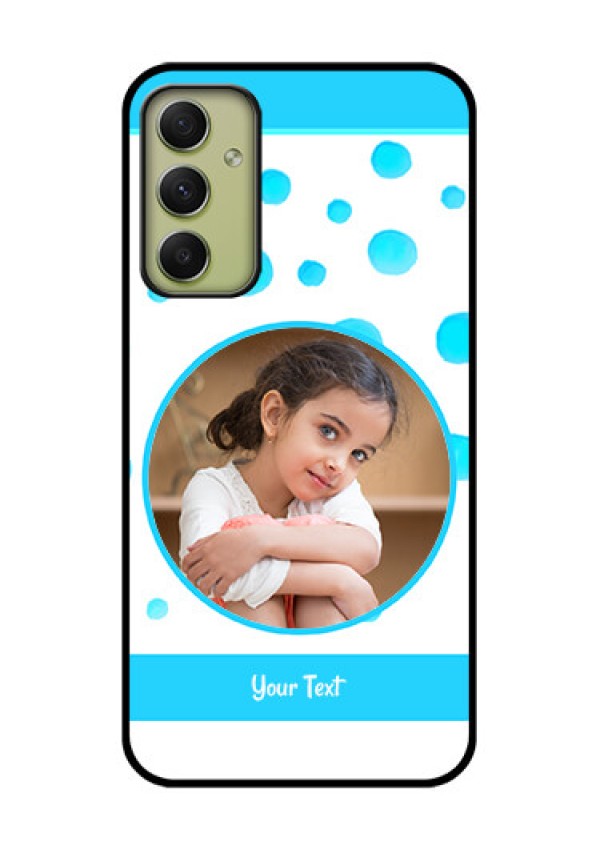 Galaxy A34 5G Photo Printing on Glass Case - Blue Bubbles Pattern Design