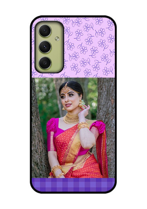 Galaxy A34 5G Custom Glass Phone Case - Purple Floral Design