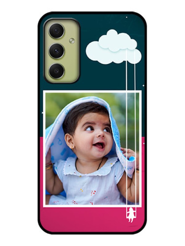 Custom Galaxy A34 5G Custom Glass Phone Case - Cute Girl with Cloud Design