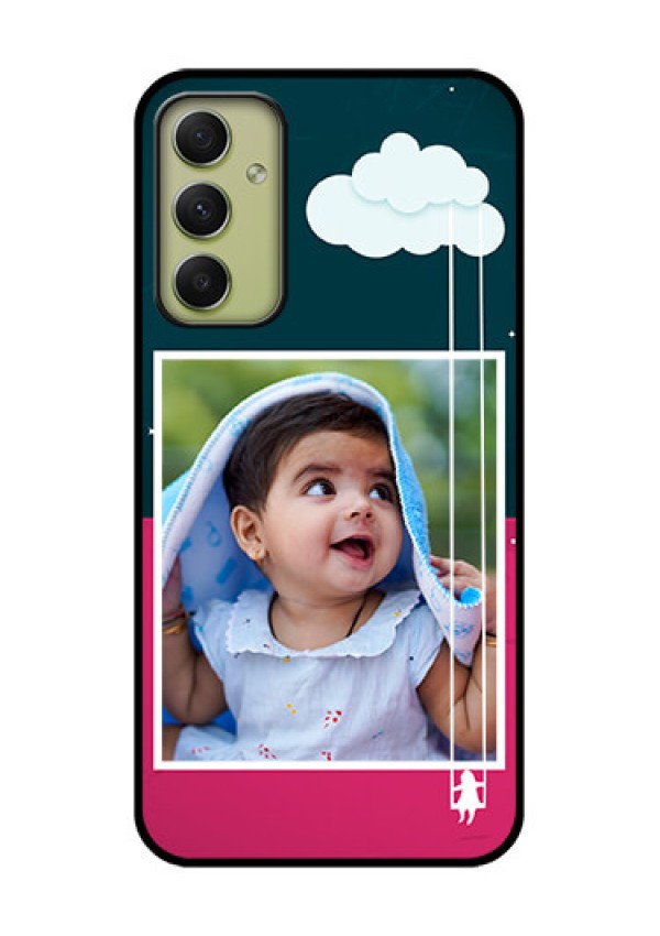 Galaxy A34 5G Custom Glass Phone Case - Cute Girl with Cloud Design