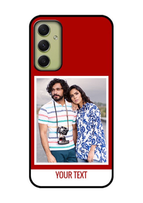 Galaxy A34 5G Personalized Glass Phone Case - Simple Red Color Design