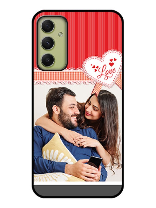 Custom Galaxy A34 5G Custom Glass Mobile Case - Red Love Pattern Design