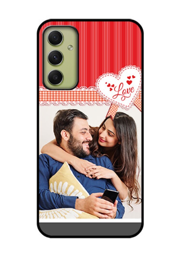 Galaxy A34 5G Custom Glass Mobile Case - Red Love Pattern Design