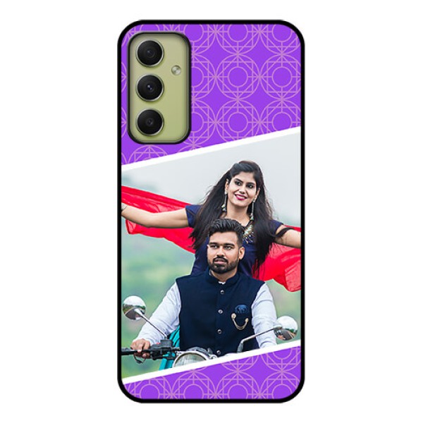 Galaxy A34 5G Custom Glass Phone Case - Violet Pattern Design