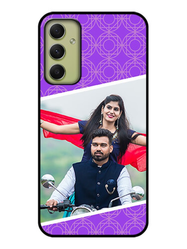 Custom Galaxy A34 5G Custom Glass Phone Case - Violet Pattern Design